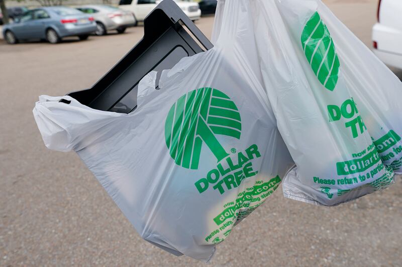 Bags of purchases from a Dollar Tree store in Jackson, Mississippi. The company sells items at $1. AP