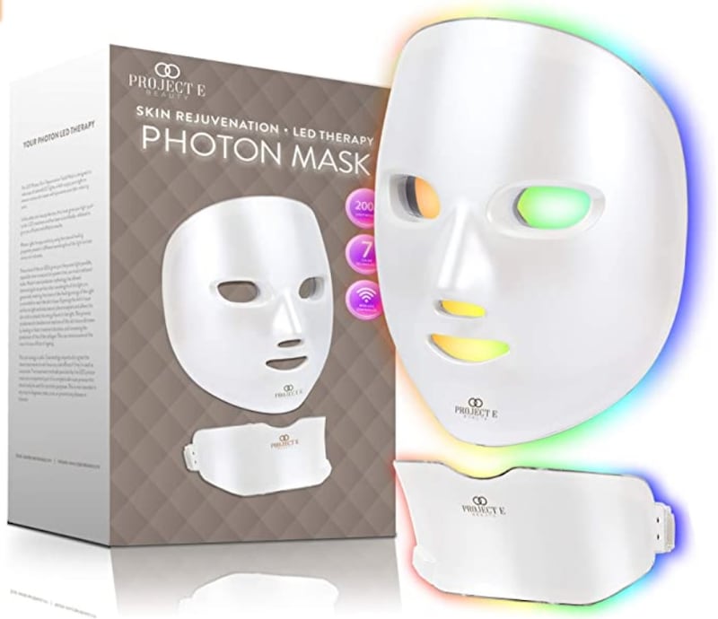 Project E Beauty Photon Skin Rejuvenation Face & Neck Mask. This seven-colour treatment mask features anti-ageing spot removal and collagen-bosting properties for firmer skin. Dhs751.99, www.amazon.ae