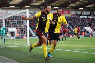 Troy Deeney and his teammates in action at Vicarage Road, a stadium the chairman Scott Duxbury wants to use as the venue for remaining games. Reuters