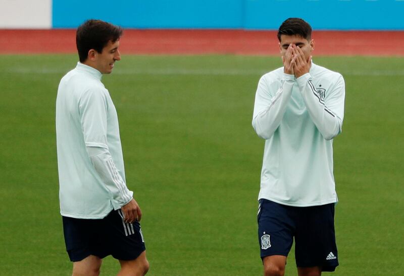 Spain's Alvaro Morata during training. Reuters