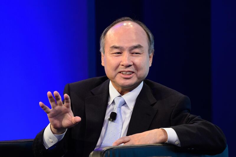 Masayoshi Son, chairman and chief executive officer of SoftBank Group Corp., gestures during the Wall Street Journal CEO Council in Tokyo, Japan, on Tuesday, May 15, 2018. The one-day event brings together the world's leading chief executive officers and policymakers for interviews and speeches. Photographer: Akio Kon/Bloomberg