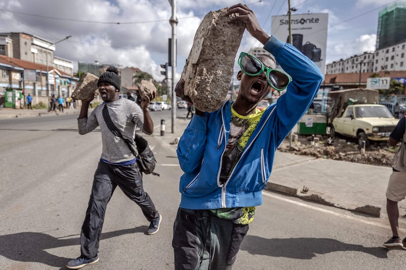 Opposition supporters call for lower taxes and a reduced cost of living in Nairobi, Kenya. AFP