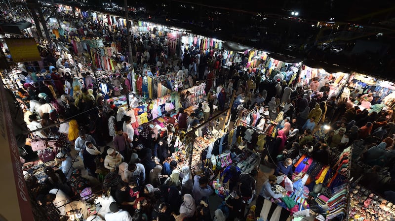 A market in Karachi teeming with Eid customers. EPA