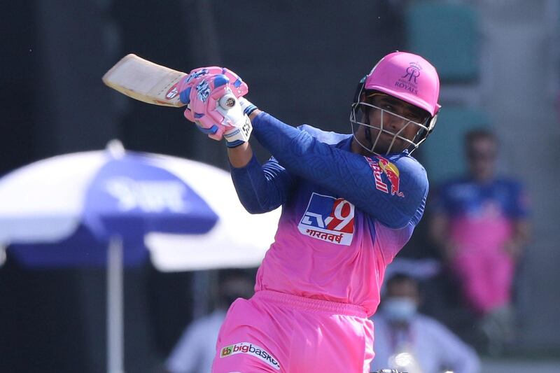 Mahipal Lomror of Rajasthan Royals plays a shot during match 15 of season 13 of Indian Premier League (IPL) between the Royal Challengers Bangalore and the Rajasthan Royals at the Sheikh Zayed Stadium, Abu Dhabi  in the United Arab Emirates on the 3rd October 2020.  Photo by: Pankaj Nangia  / Sportzpics for BCCI