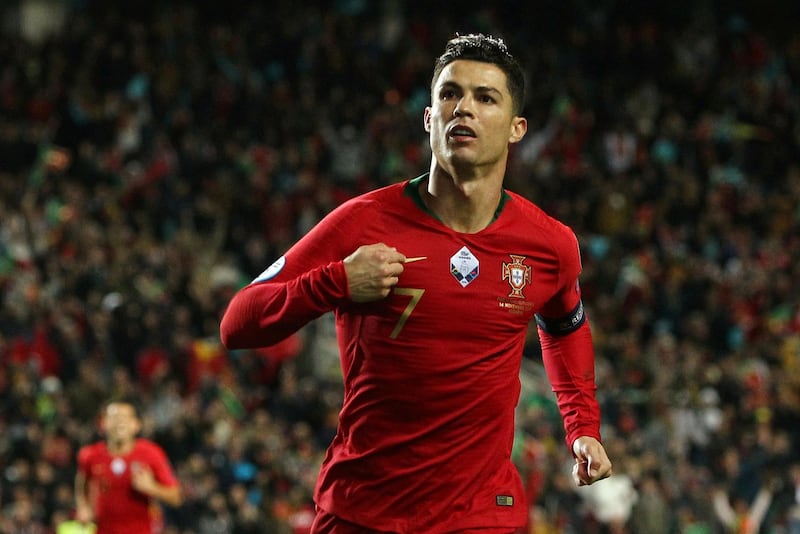 Cristiano Ronaldo celebrates scoring Portugal's second goal. Reuters