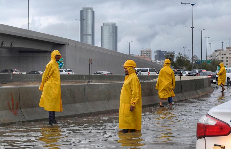 A flooded street after heavy rain in Jeddah, Saudi Arabia, November 24, 2022. SPA