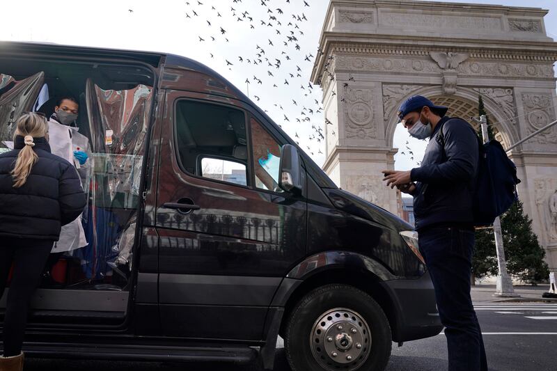 A mobile testing site near the NYU campus in New York. AP Photo
