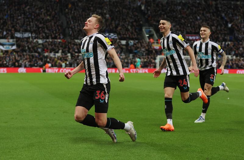 Sean Longstaff celebrates putting Newcastle ahead. Action Images