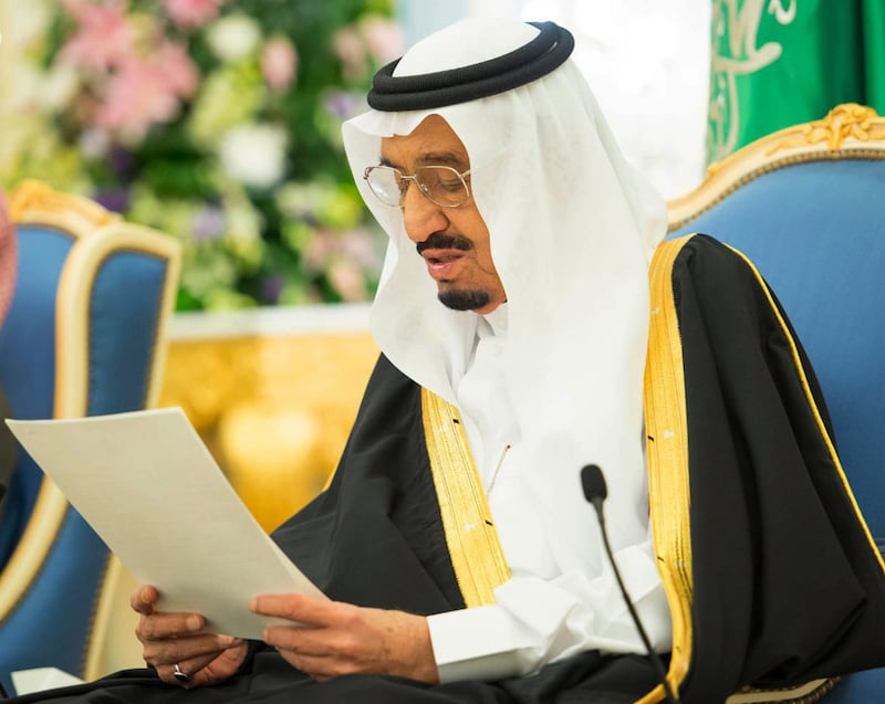 Saudi King Salman delivers a policy speech in Riyadh, Saudi Arabia. The crisis in Yemen is one of the most urgent problems the new king faces. (AP Photo/SPA)