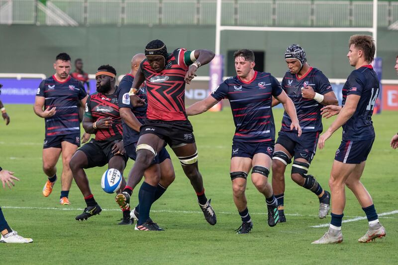 Action from USA's victory over Kenya in the Rugby World Cup qualifier.