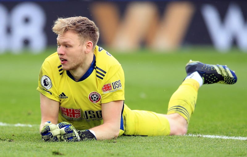 Sheffield United goalkeeper Aaron Ramsdale after Leicester City's Ayoze Perez made it 2-0. PA