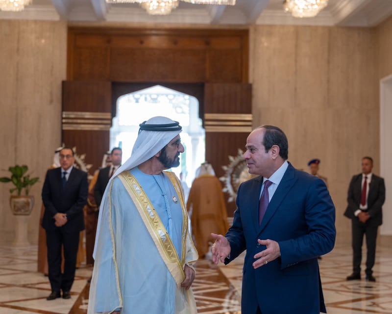 Sheikh Mohammed meets Egyptian President Abdel Fattah El Sisi in Cairo, in October 2022. Photo: Dubai Media Office