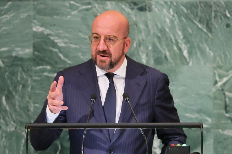 President of the European Council Charles Michel calls for Russia to be suspended from the UN Security Counci. AFP