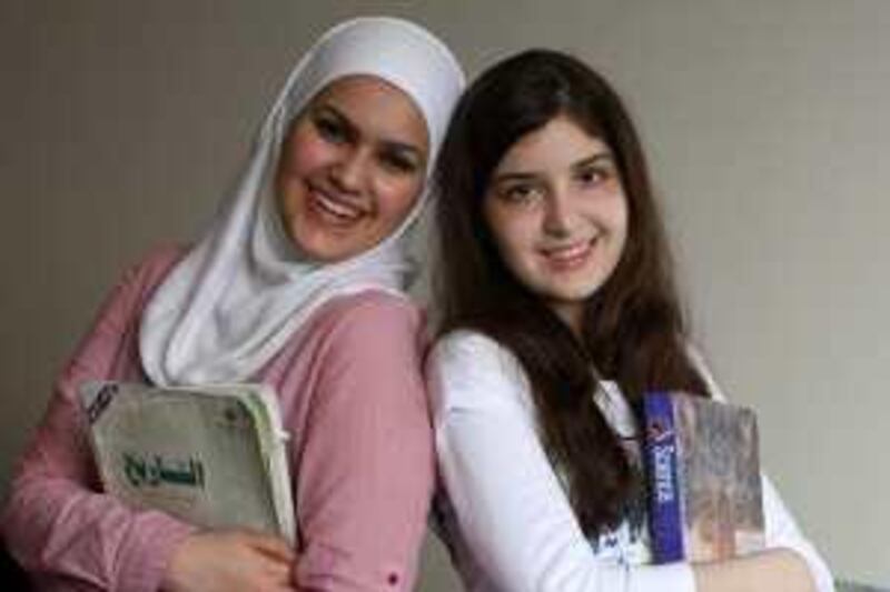 ABU DHABI.7th June. 2009 . SCHOOL EXAM RESULTS.Top of the Class.... Lama Dalbah(17) from The Rosary School, Abu Dhabi and Zeina Baalbaki (17) from Al Bateen Scientific Private School, Abu Dhabi who were two of the top students in the UAE exam results announced yesterday (sun). Stephen Lock  /  The National.  *** Local Caption ***  SL-exam-013.jpg