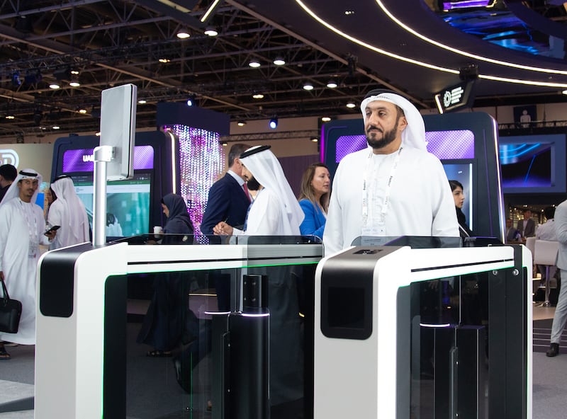 A face scanner at the Road and Transport Authority stand at Gitex