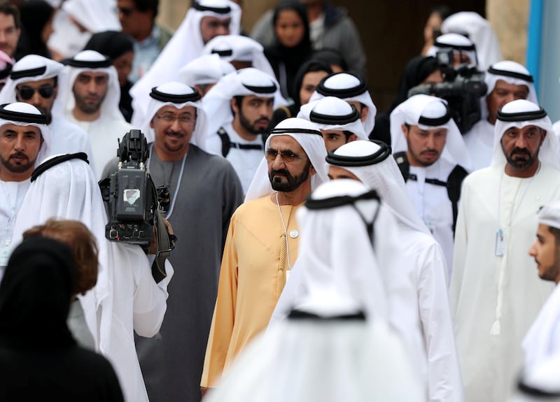 Dubai, United Arab Emirates - February 11, 2019: Sheikh Mohammed bin Rashid Al Maktoum on day 2 at the World Government Summit. Monday the 11th of February 2019 at Madinat, Dubai. Chris Whiteoak / The National
