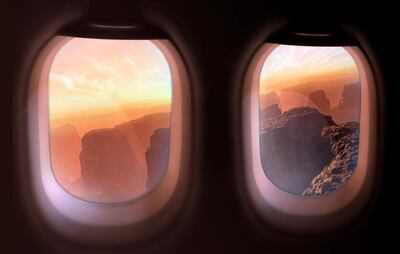 The surface of Mars, as glimpsed through the windows of a craft, some time in the future. Mars is the most Earth-like planet in the known Solar System; it is the target of much research, and a potential venue for a permanent colony of humans. This scene perhaps imagines a future where the planet has been colonised and tourists are able to visit the planet in specially adapted aerial craft. Or maybe this is the view from an incoming craft, bringing more people to live on Mars.