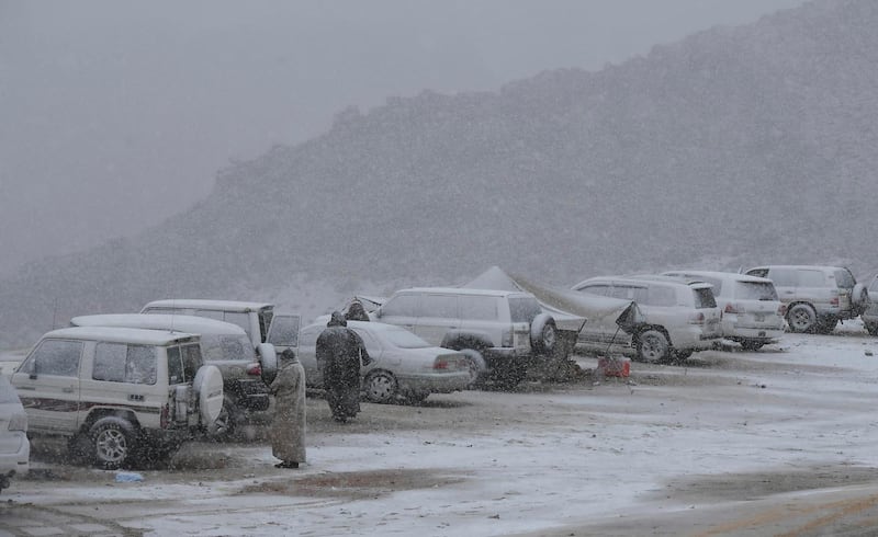 More snow is expected to fall on Jebel Al Lawz as well as the mountain areas of Al Dhahr and Alqan. Photo: SPA