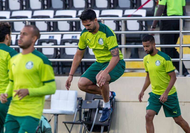 Brazilian football team Palmeiras training at Al Nahyan Stadium in Abu Dhabi.