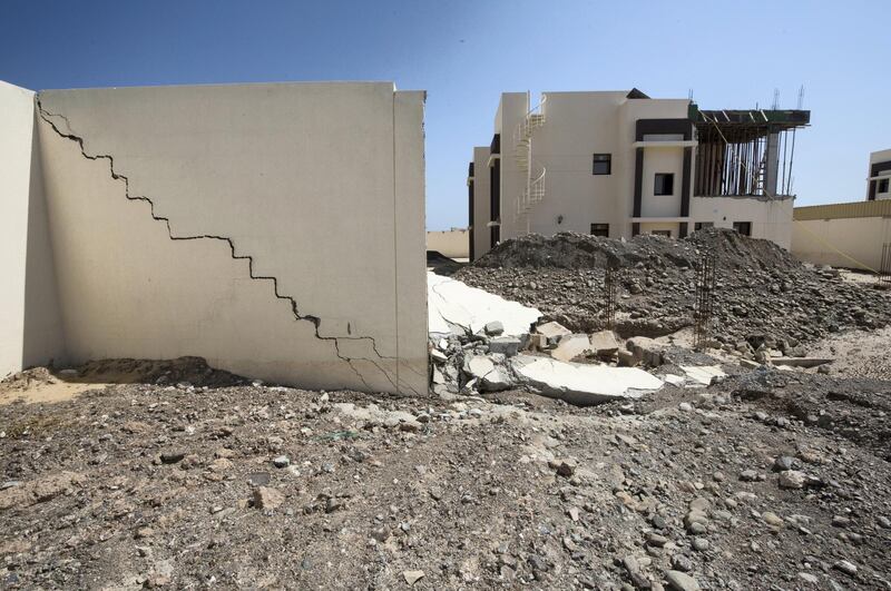 Fujairah, United Arab Emirates - A house damage by flood at a residential area near Wadi in Al Raheeb Town in Dibba Al Fujairah. Ruel Pableo for The National for Ruba Haza's story