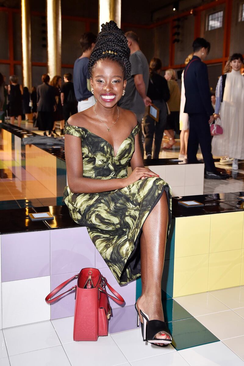 MILAN, ITALY - SEPTEMBER 18: Amanda Gorman attend Prada Spring/Summer 2020 Womenswear Fashion Show on September 18, 2019 in Milan, Italy. (Photo by Pietro D'Aprano/Getty Images for Prada)