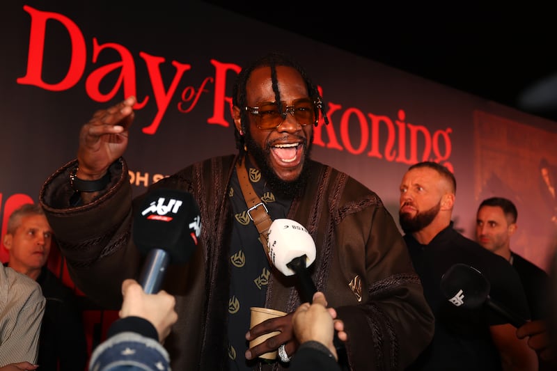 Deontay Wilder speaks to the media. Getty Images
