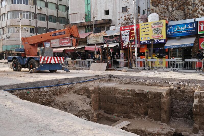 The site of 2,300 year old Roman baths, uncovered during sewage works in Amman, Jordan. Amy McConaghy / The National