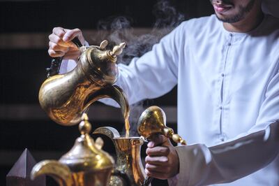 An Emirati man takes part in the Gahwa Championship of 2019.