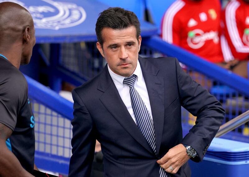 Aston Villa 0 Everton 2, Friday, 11pm (UAE time). Everton’s rearguard has improved under Marco Silva, pictured, and that can be the base for Merseyside club maintaining their unbeaten start to the season. PA Photo