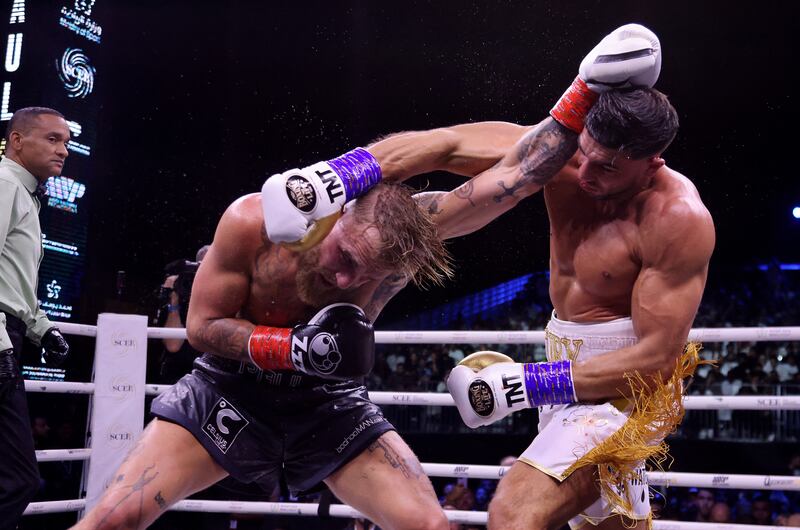 Tommy Fury in action against Jake Paul. Reuters