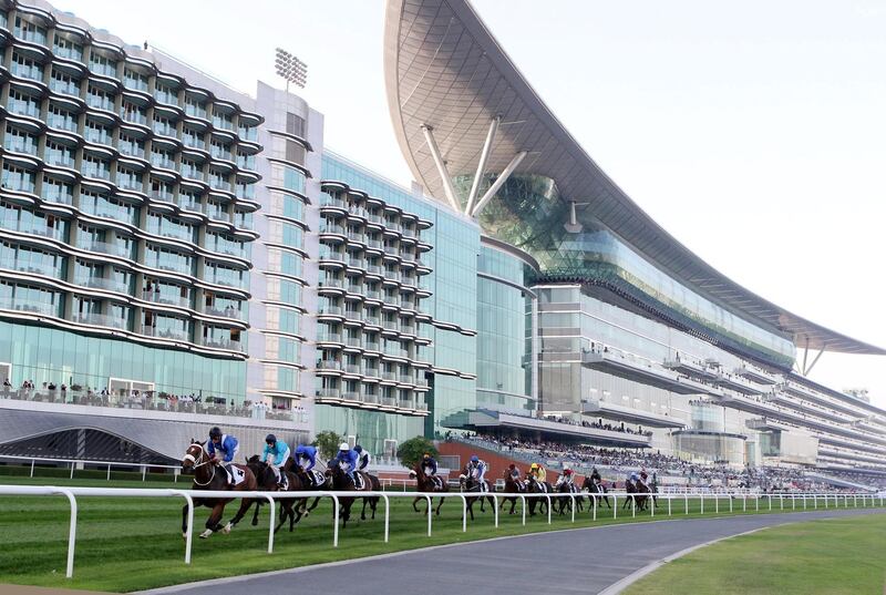 FDYXP1 Dubai, United Arab Emirates, the tribune of the Meydan Racecourse