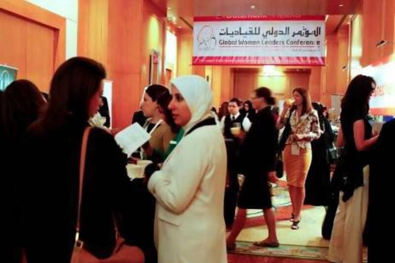 Guests mingle during the 16th Global Women Leaders Conference at Ritz Carlton in Dubai. Sarah Dea / The National