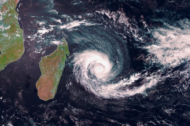 Cyclone Batsirai is seen to the east of Madagascar. AP