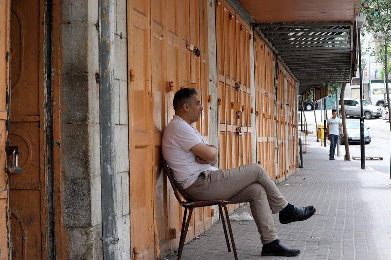 Closed shops in the West Bank city of Hebron.  EPA