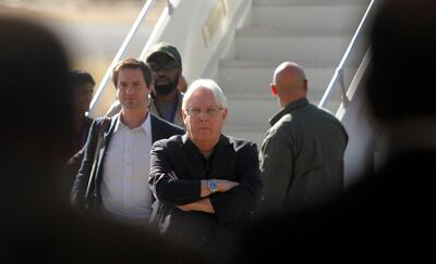 U.N. envoy to Yemen Martin Griffiths is seen during his departure at Sanaa airport, Yemen December 4, 2018. REUTERS/Mohamed al-Sayaghi
