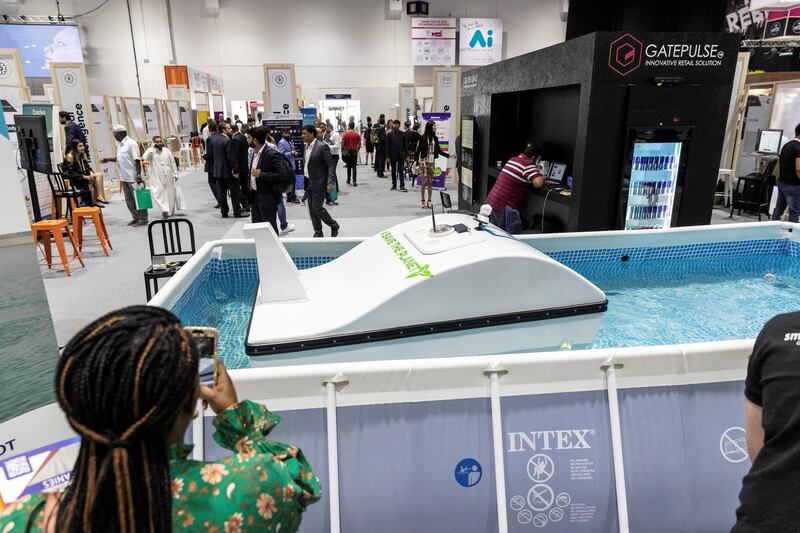 DUBAI, UNITED ARAB EMIRATES. 14 OCTOBER 2018. General show room floor image of GITEX 2019 at the World Trade Center. (Photo: Antonie Robertson/The National) Journalist: Patrick Ryan. Section: National.