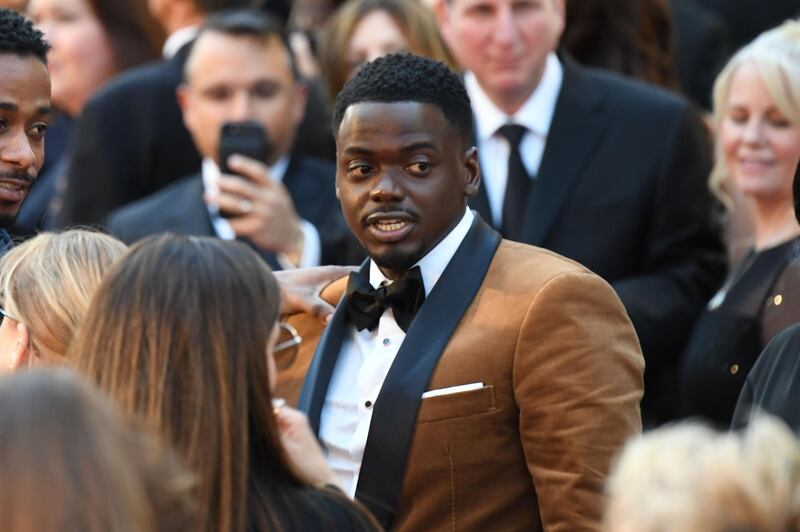 British actor Daniel Kaluuya, nominated for best actor for his performance in Get Out, arrives at the Academy Awards. AFP/Robyn Beck