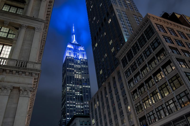 The Empire State Building lights up blue for World Autism Awareness Day in New York City. Getty Images
