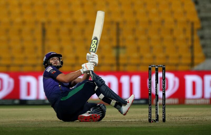ABU DHABI , UNITED ARAB EMIRATES , Nov 20 – 2019 :- Rilee Rossouw of Bangla Tigers playing a shot during the Abu Dhabi T10 Cricket match between Bangla Tigers vs Northern Warriors at Sheikh Zayed Cricket Stadium in Abu Dhabi. ( Pawan Singh / The National )  For Sports. Story by Paul