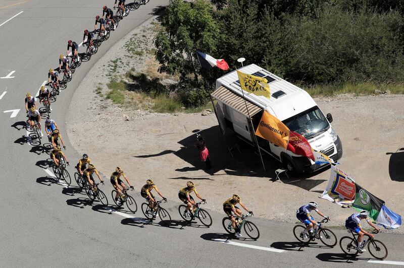The peloton during Stage 4. EPA