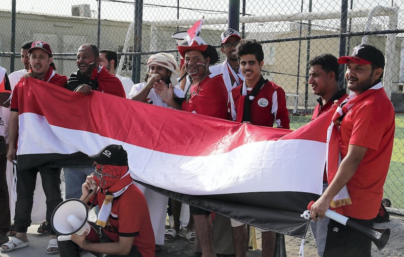 SHARJAH , UNITED ARAB EMIRATES , January 12 ��� 2019 :-  Yemen fans outside the stadium before the start of AFC Asian Cup UAE 2019 football match between Yemen vs Iraq held at Sharjah Football Stadium in Sharjah. ( Pawan Singh / The National ) For News/Sports/Instagram