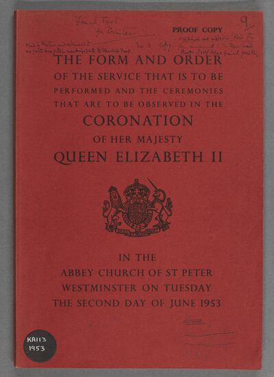 Order of service, which is among the coronation artefacts at Lambeth Palace Library. Photo: Church of England