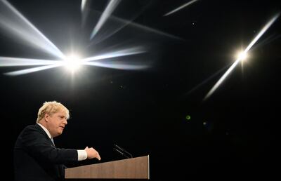 Britain's Prime Minister Boris Johnson told the Conservative Party conference it was time to make the UK an economy of higher wages and higher skills. AFP
