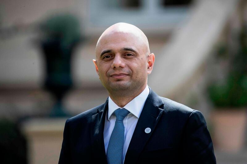 Britain's Home Secretary Sajid Javid poses for a group photo at the French Ministry of Interior in Paris on April 4, 2019, during an Interior ministers' meeting to prepare an upcoming G7 Summit. The G7 Summit will be held in Biarritz from August 25 to 27, 2019. / AFP / KENZO TRIBOUILLARD

