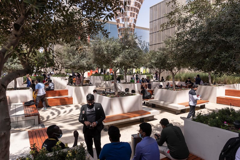 Green spaces and architecture at day of Expo 2020. 
Antonie Robertson/The National