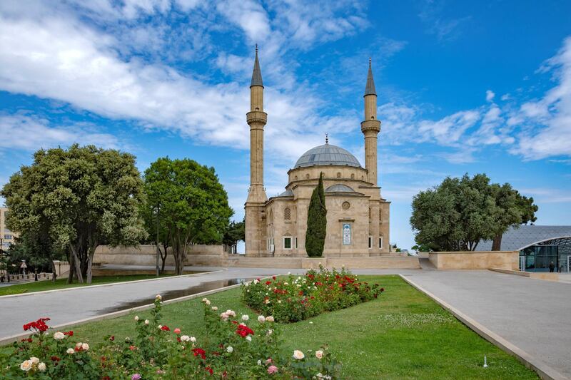 The Sehidler Xiyabani Mosque near Martyrs' Lane in Baku: the mosque was built in the 1990s.