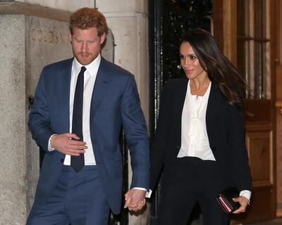 LONDON, UNITED KINGDOM - FEBRUARY 01:  Prince Harry and fiance Meghan Markle leave the 'Endeavour Fund Awards' Ceremony at Goldsmiths Hall on February 1, 2018 in London, England. The awards celebrate the achievements of wounded, injured and sick servicemen and women who have taken part in remarkable sporting and adventure challenges over the last year.  (Photo by Ben Stansall - WPA Pool/Getty Images)
