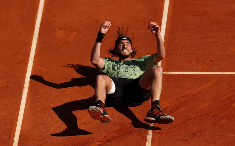 Stefanos Tsitsipas celebrates his victory over Alejandro Davidovich Fokina in the Monte Carlo Masters. Getty