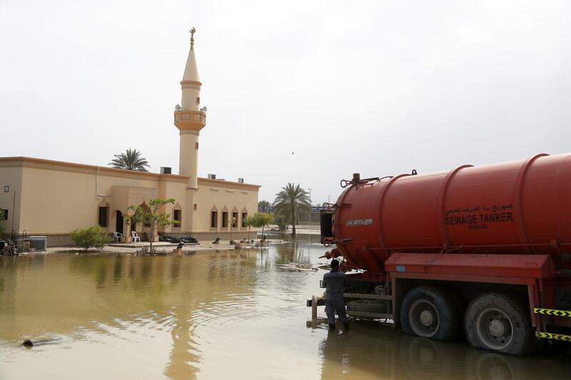 A water tanker works as part of a major clean-up operation in Fujairah. 