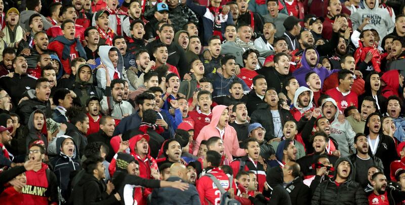 Al-Ahly fans cheer during the CAF Champions League soccer match between AL-Ahly and FC Platinum at Al-Salam Stadium in Cairo, Egypt.  EPA